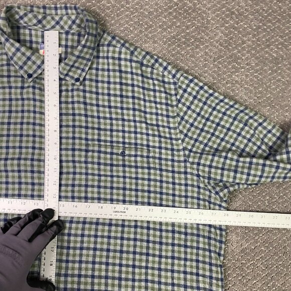 Johnnie-O Flannel Shirt Men's 2XB Hangin' Out Dickens Blue Green Gingham Check - Picture 10 of 15